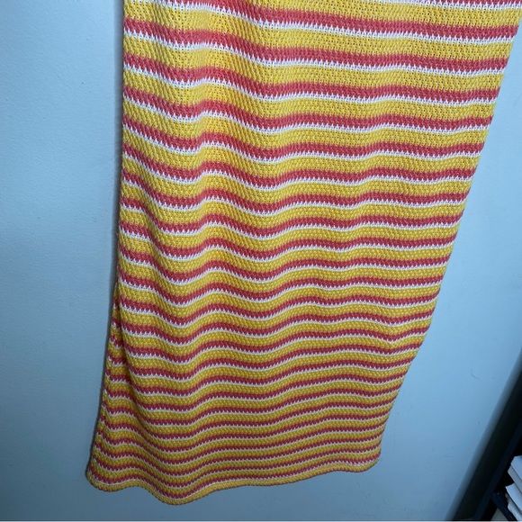 ✨NWT Zara Orange Yellow Striped Jacquard Crochet Knit Midi Dress Size Large - Picture 8 of 12